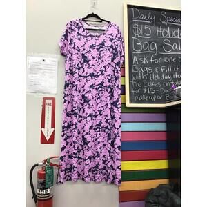 Quacker factory womens super soft purple navy maxi dress size XL new HSN
